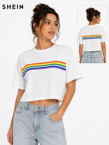 Rainbow Stripe Cropped T-Shirt