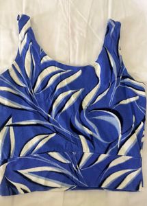 Blue Leaf Print Tank Top