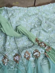 Elegant Mint Green Embroidered Gown