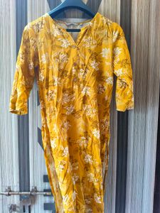 Yellow Floral Print Kurta