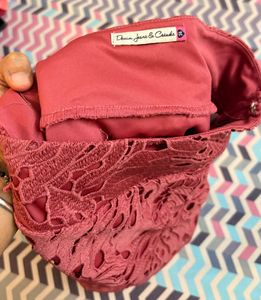peach pink short skirt