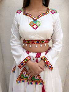 Elegant White Lehenga Choli with Embroidery