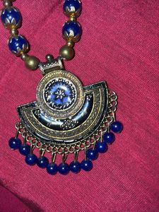 Statement Blue Beaded Necklace
