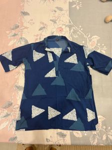 Stylish Indigo Blue Geometric Print Kurta
