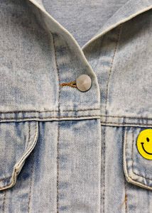 Light Wash Denim Jacket with Smiley