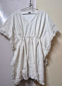 Boho White Kaftan Cover-Up
