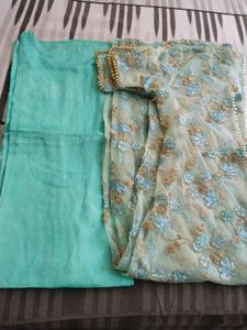 Beautiful Teal Embroidered Suit Set