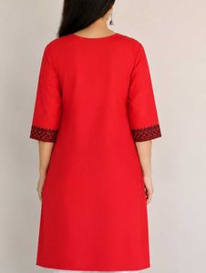 Red Kurta with Black Embroidery