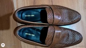 Brown Woven Leather Loafers
