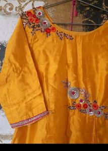 🌈Hand Embroidered Party Wear Long Kurta Dress With Tassels Very Pretty