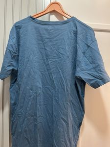 Loose Fit Blue Graphic Print T-Shirt, Bust- 40/42