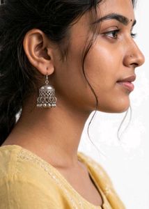 Oxidized Silver Jhumka Earrings