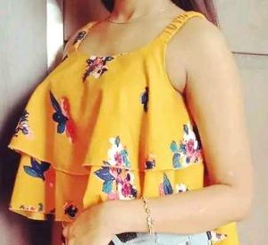 Yellow Floral Tiered Top