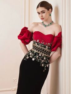 Stunning Red &amp; Black Embellished Gown