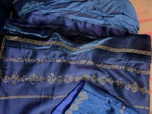 Royal Blue Embellished Saree