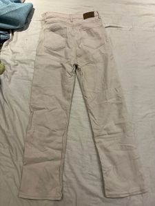 Beige Straight Leg Jeans