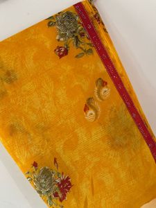 Vibrant Yellow Floral Saree