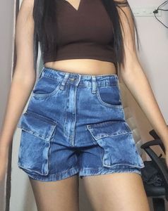 Trendy Blue Denim Cargo Shorts