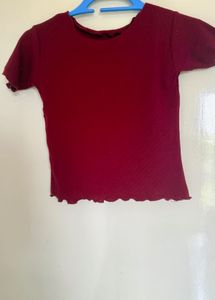 Chic Burgundy Lettuce Hem Top