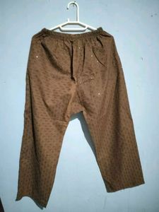 Brown Sequined Patterned Pants