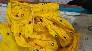 Yellow Mirror Work Kurta Set