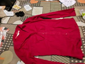 Red Button-Down Shirt &amp; Light Wash Jeans