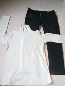 Stylish Black Denim Jeans with highneck t-shirt