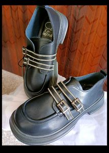 Black Chunky Buckle Shoes