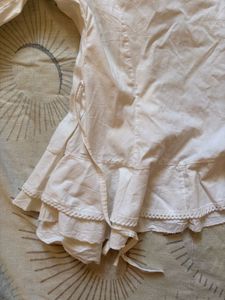 White Cotton shirt with Ruffle Hem