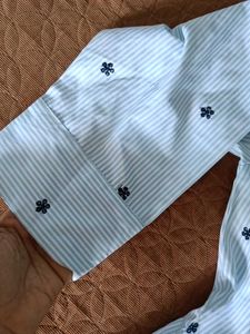 Blue Striped Floral Shirt