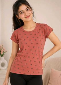 Coral Floral Print T-Shirt