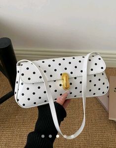 Savana White Polka Dot Shoulder Bag