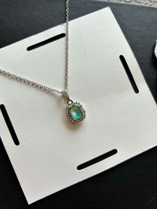 Dainty Turquoise Pendant Necklace – Silver Tone