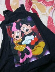 Minnie Mouse Graphic Print Black Dress
