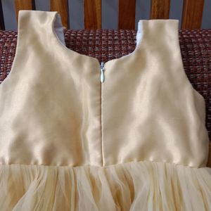 Beautiful Golden Colour Satin Net Frock🥰🥰
