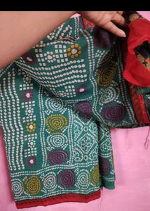 🌼Beautiful Teal Bandhani Saree🌼
