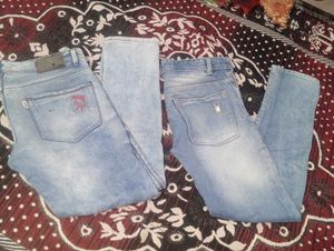 2 piece Light Wash Denim Jeans