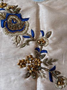 Blue Brocade Lehenga Choli Set