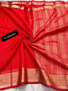 Stunning Red Saree with Gold Border organza