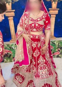 Exquisite Red &amp; Gold Embroidered Lehenga Choli