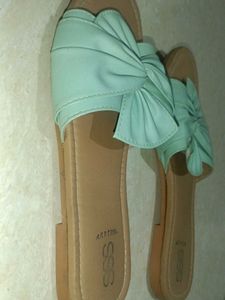 Street style store Cute Mint Bow Slide Sandals
