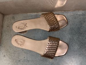 Elegant Gold Woven Mules