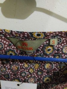 Maroon Printed Cotton short Kurti  size - S