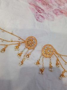 Exquisite Gold Tone Jhumka Earrings with Pearls