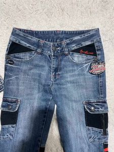Women's Blue Cargo Bootcut Jeans