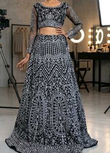 Elegant  Black Embroidered Lehenga Choli