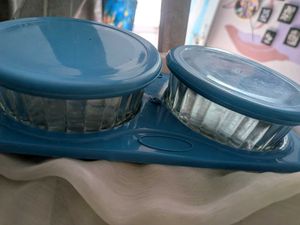 Blue Glass Bowl Set with Lids