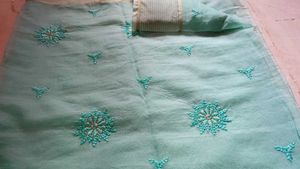 Beautiful Teal Saree with Intricate Embroidery