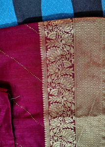 creap silk banarasi weaving saree with stone