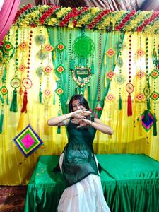 green sarara set perfect for haldi and mehendi an
